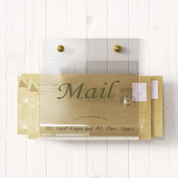 Cociat Acrylic Mail Holder for Wall Clear Hanging 6.6 X 2.2 Inch Mail Organizer - Image 2