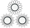 3 Pack Metal Mirrors for Wall Sunburst Wall Mirrors Home Décor Decorative by Uaussi