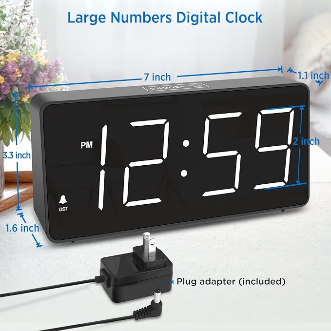 Peakeep Digital Alarm Clock for Bedroom Bedside, Loud Alarm Clock for Heavy - Image 2