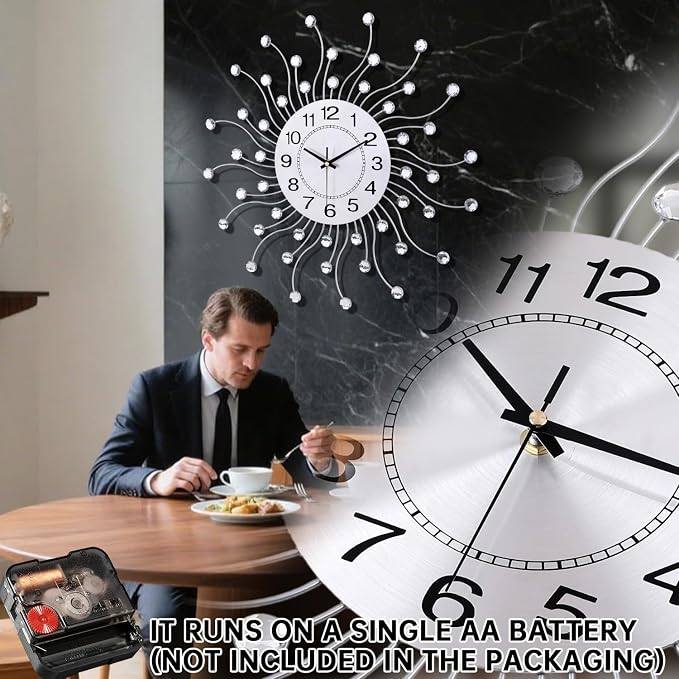 Large Wall Clock for Living Room Decor, Quiet Metal Quartz Clocks Modern Dial - Image 3