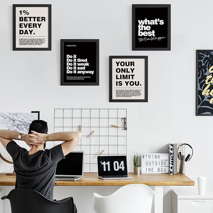DSHFG Motivational Inspirational Office Wall Art Decor Prints Set of 4 - Image 3