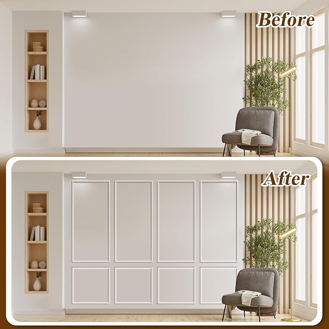 Pangda Peel and Stick Wall Molding Kit, 3D Premade Accent Molding Wainscoting - Image 5