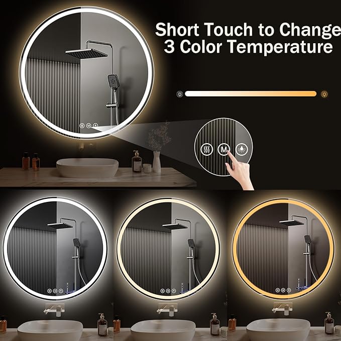 LED Bathroom Mirror 36 Inch Round Bathroom Mirror - Image 3