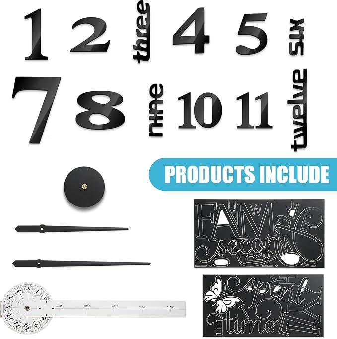 Junkin 3D Large Frameless DIY Wall Clock Modern Decor Family Quote Wall - Image 3