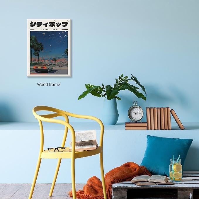 Vintage Japanese Framed Wall Art 90s Vaporwave Aesthetic Print Asian Music - Image 5