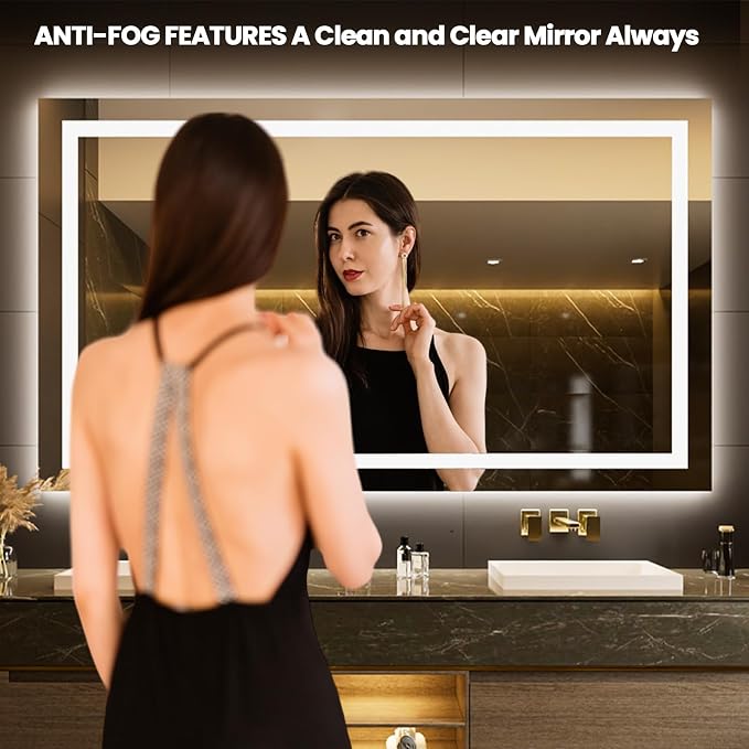 LOAAO 68"x40" LED Bathroom Mirror - Image 2
