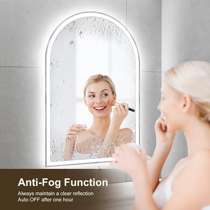 Arched LED Mirror for Bathtoom 24"x36", Shatterproof, Touch Sensor, 3 Color - Image 3