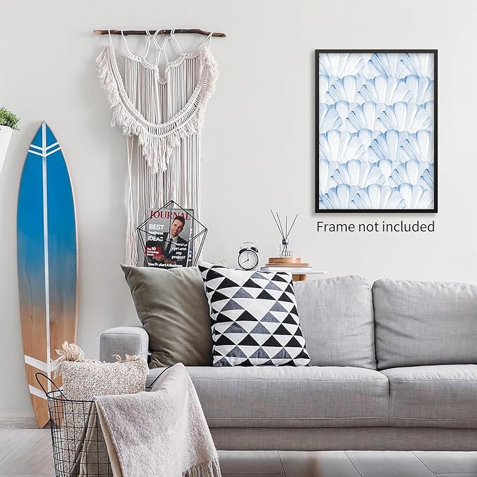 Light Blue Shell Poster Vintage Coastal Cowgirl Wall Art Modern Fashion Preppy - Image 4