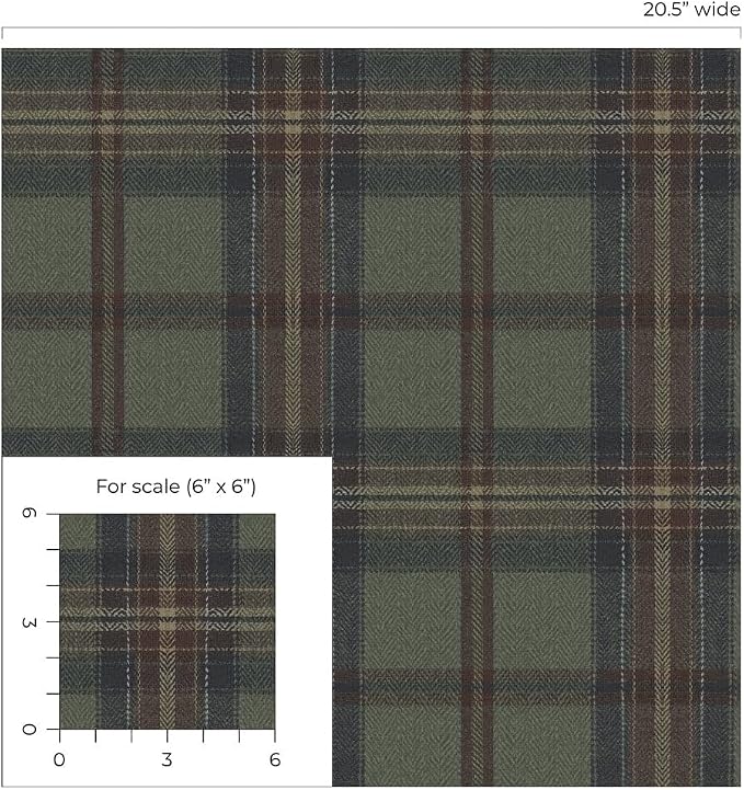NextWall Harry & Grace Herringbone Plaid Premium Matte Non-Woven Peel and Stick - Image 8