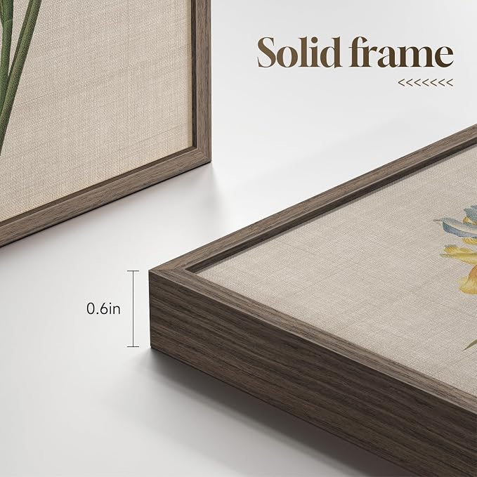 Framed Botanical Floral Wall Art, 4 Piece Vintage Flower Canvas Painting Prints - Image 5