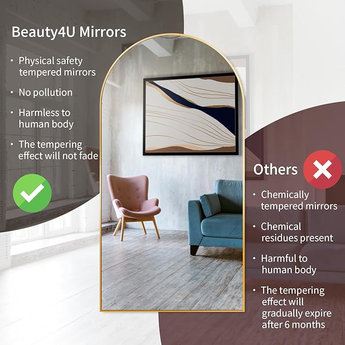 Beauty4U 76" x 37" Arched Full Length Mirror - Image 3