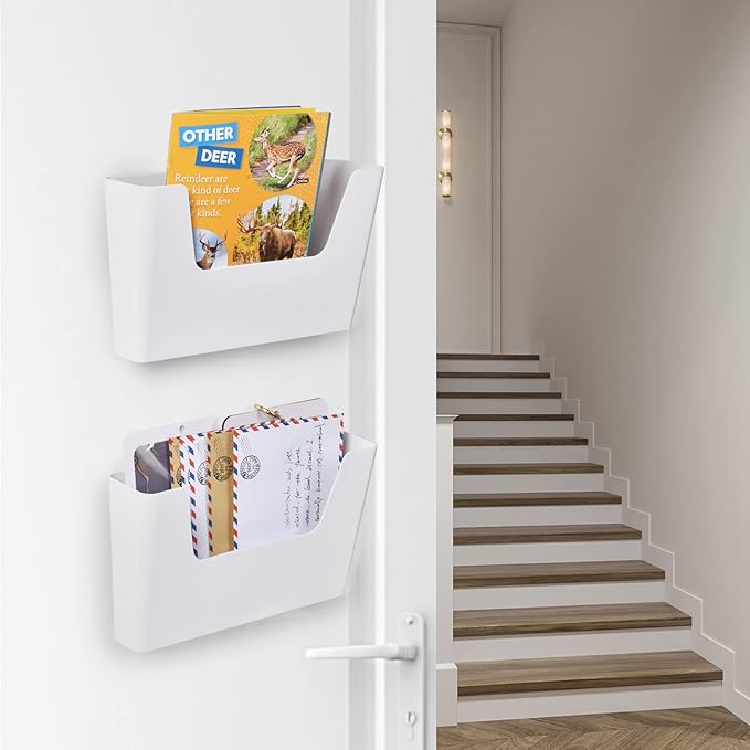 YOHOM Adhesive File Holder Plastic Document Folder Door No Drilling Mount Mail - Image 3