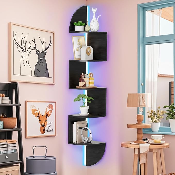 Waipfaru Corner Shelf, 5 Tier Bookshelf - Image 3