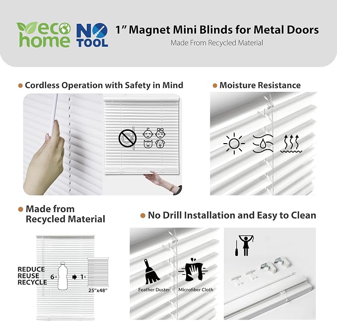 DEZ FURNISHINGS Cordless No Tools 1" Magnet Mini Blinds - Image 4