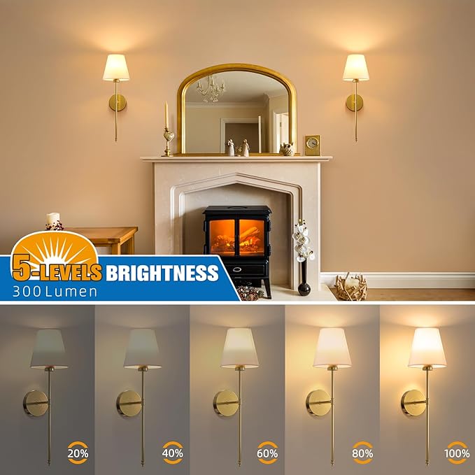 NIORSUN Battery Operated Wall Sconce Set of 2, 10 Colors Wireless Wall Lamps - Image 5