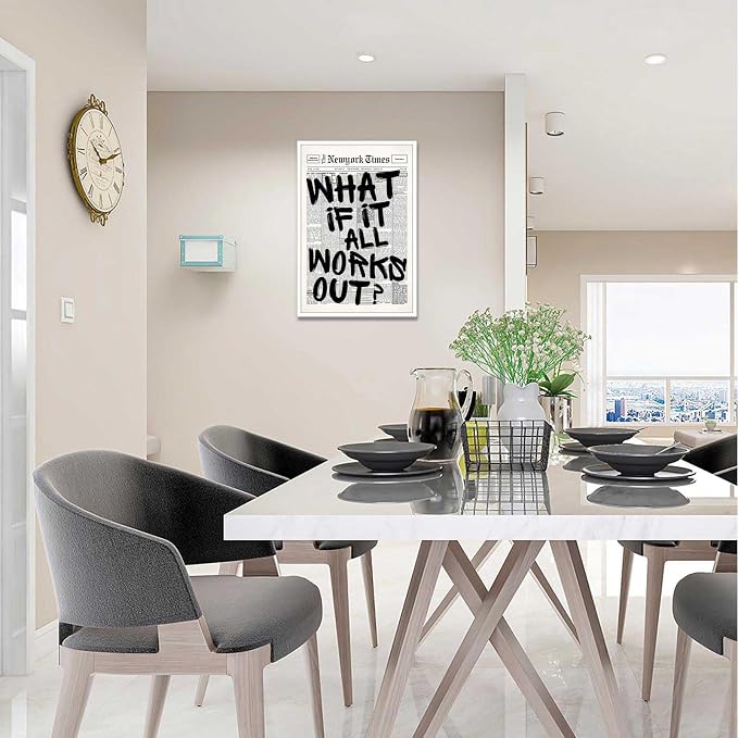 Drimiler Retro Black And White Newspaper Poster What If It All Works Out Canvas - Image 8
