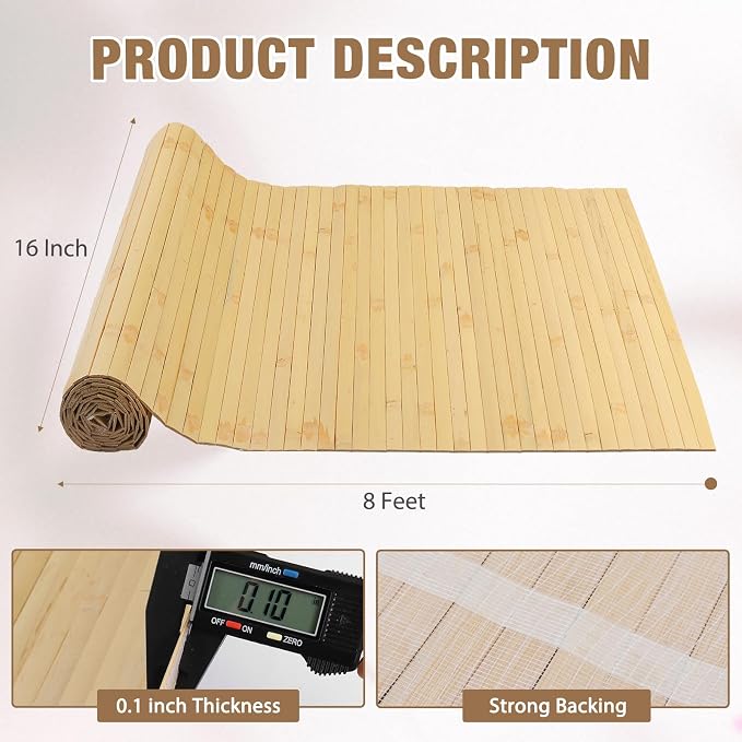 Natural Bamboo Wall Panel Covering Roll, Flexible Pole Wrap Wainscoting - Image 3