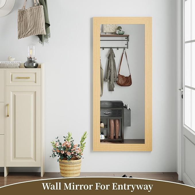 Syndra Modern Full Length Mirror Wood Frame, 56x20'' Large Floor Mirror - Image 2