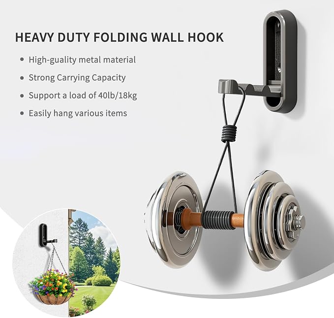 6PCS Foldable Wall Hooks, Zinc Alloy Flip Down Hooks, Retractable Wall Hooks - Image 3