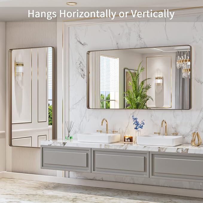 LOAAO 55”X30” Bronze Bathroom Mirrors - Image 4