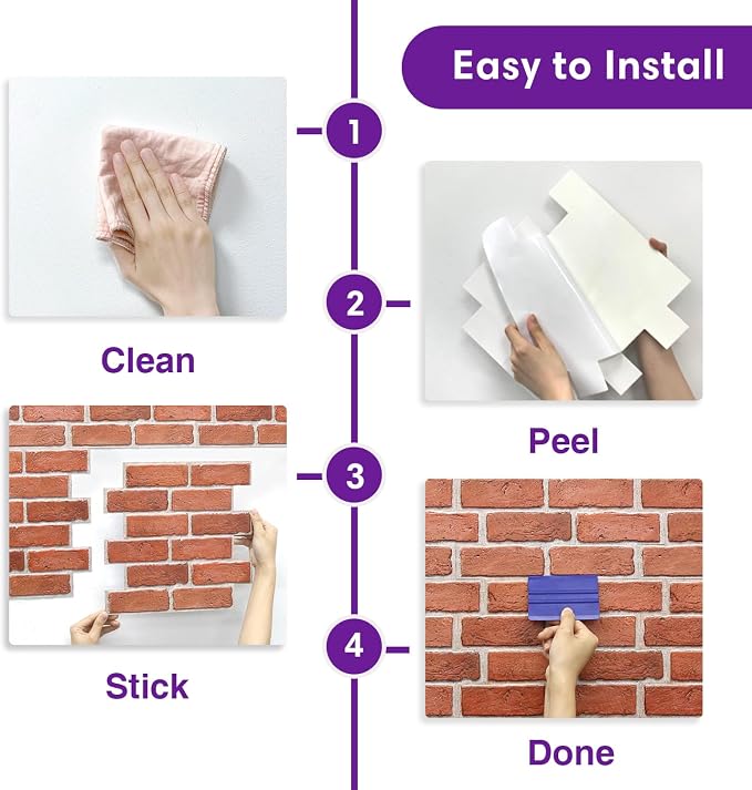 3D Faux Brick Wall Panels Peel and Stick, Small Brick-Look Textured Wall Sticker - Image 9