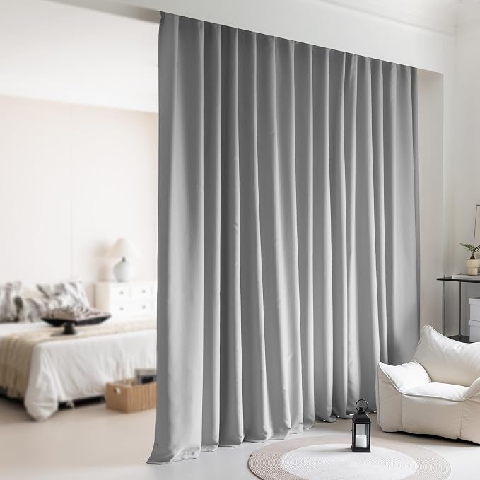 Room Divider Curtains for Ceiling Track Set, Back Tab Blackout Curtains Ceiling by KNEOQIT