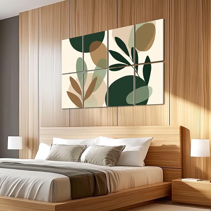 8 Pack Art Acoustic Panels Sound Absorbing Boho Botanical Leaf Orange Green - Image 5