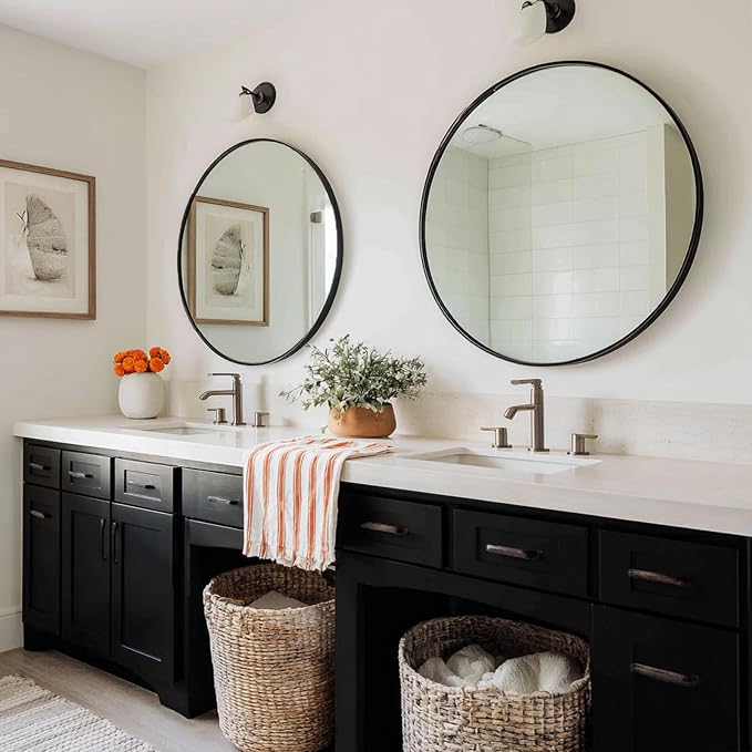 Sunniry Black Round Mirror 24 inch, 2 Pack Black Circle Mirror, Round Bathroom - Image 4