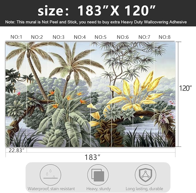 -Tropical Botanical Palm Leaf Fabric Wallpaper Living Room Bedroom Bathroom - Image 4