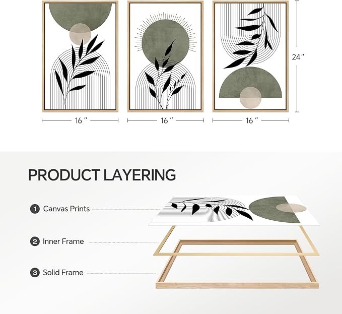 Framed Boho Sage Green Wall Art - Image 9