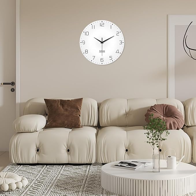 XNM Small Modren Minimalist Glass Wall Clocks Battery Operated 12 Inch Simple - Image 2