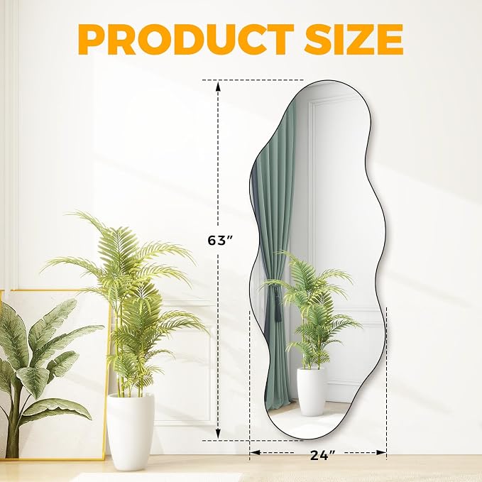 QDSSDECO Full Length Mirror 63"x24" Irregular Wall Mirror Cloud Frameless - Image 2