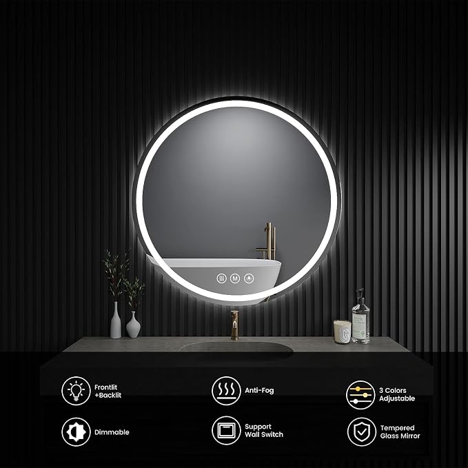 LED Bathroom Mirror 24 Inch Round Bathroom Mirror - Image 7