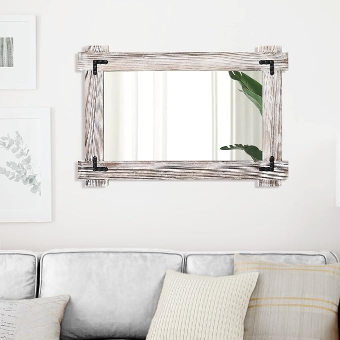 MeMoreCool White Farmhouse Bathroom Mirror 24x36 Inch, Wood Framed Decorative - Image 4