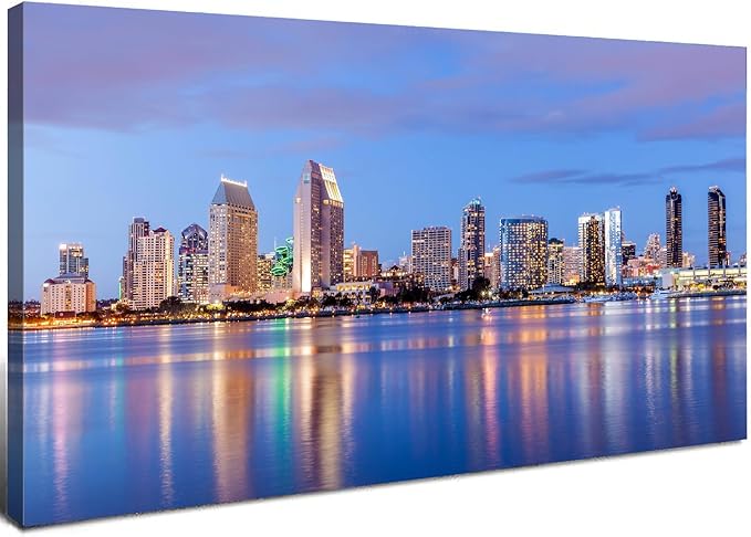San Diego City Wall Art USA Cityscape Wall Decor Sunset San Diego Skyline by HOME
