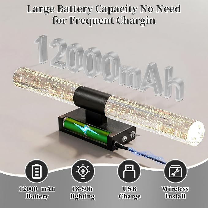 camuucci Battery Operated Wall Sconces Set of 2 Rechargeable Battery Powered - Image 2