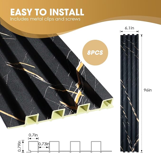 OUZUGIE WPC Acoustic Slat Wall Paneling, Living Room, TV Background, Study Room - Image 3