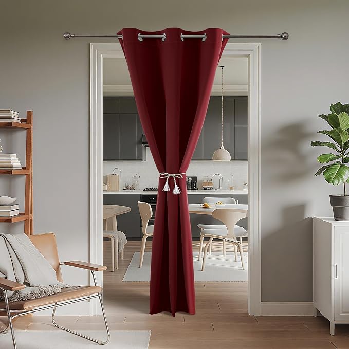 Joydeco Blackout Door Curtain for Doorway Privacy 80 Inches Long, Grommet - Image 2