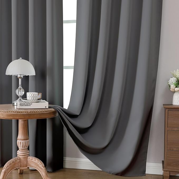CUCRAF Light Grey Blackout Curtains 63 inch Length 2 Panels Set, Rod Pocket - Image 5