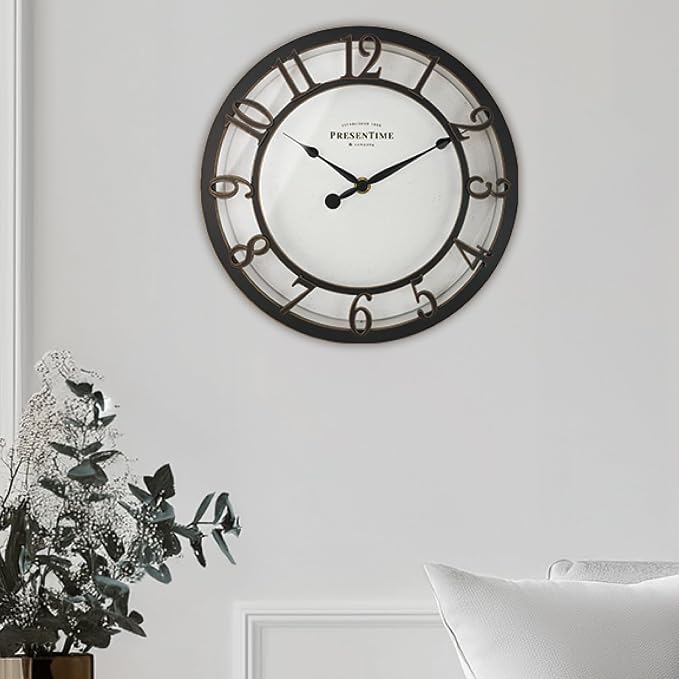 Presentime & Co 10" Farmhouse Series Wall Clock, Vintage Style, Retro Clock - Image 8