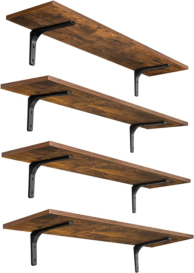 DINZI LVJ Long Wall Shelves, 31.5Inch Wall Mounted Shelves Set of 4, Extra by DINZILVJ