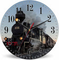 Mxocom Morning Train Wall Clock Old Steam Train Smoke Rairoad Sunrise 10 Inch by Mxocom