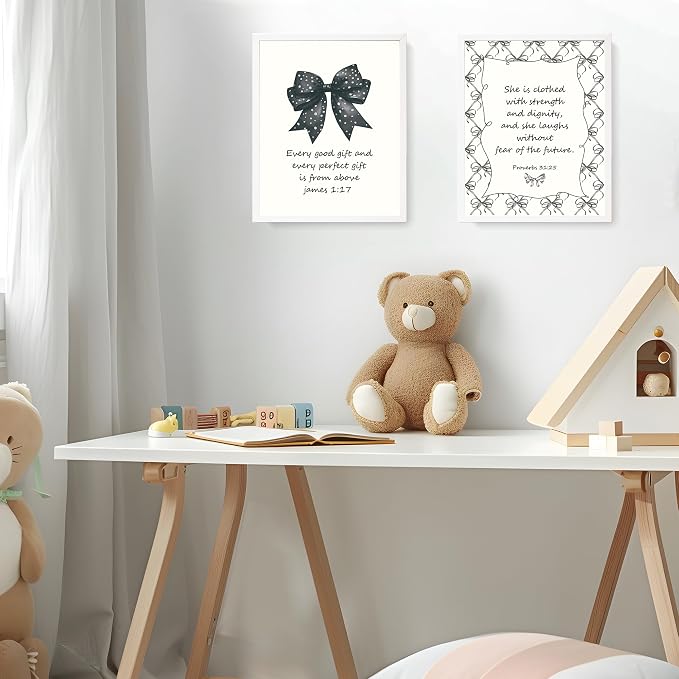 LARTSFRO Coquette Black Bow Jesus Wall Art Decor Posters, Inspirational Bible - Image 7