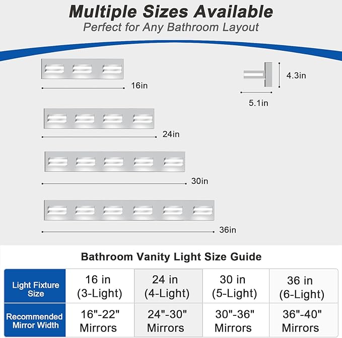 IZORRO LED Modern Bathroom Lights Fixtures, Chrome Acrylic Wall Lighting - Image 3