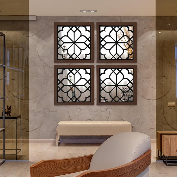 ZEXUIRU 4 Set. Rustic Wall Mirrors - Image 2