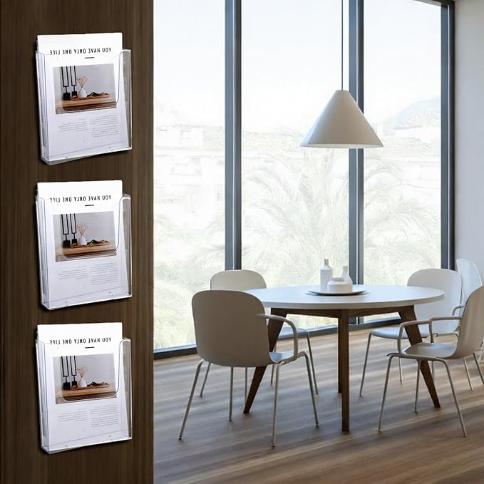 3 Pack Acrylic Brochure Holder Wall Mount, 8.5 x 11 inch Clear Plastic Flyer - Image 5