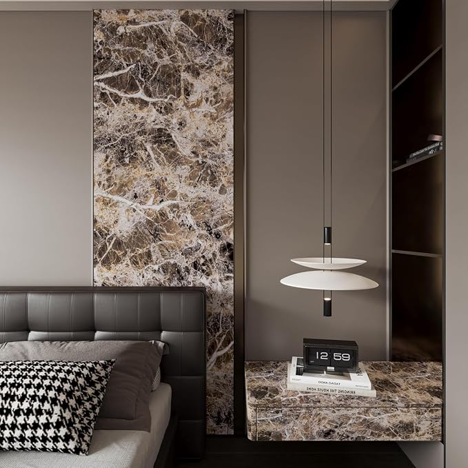 BAYYA Extra Wide Marble Granite Peel and Stick Wallpaper Brown Thicken - Image 4