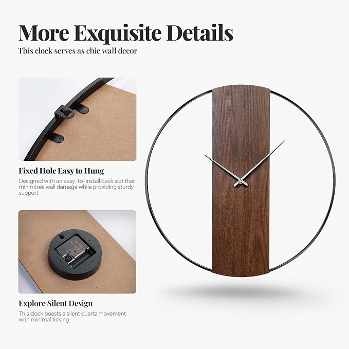 Large Wall Clock 24 Inch Decorative Modern Minimalist Wall Clocks - Image 4