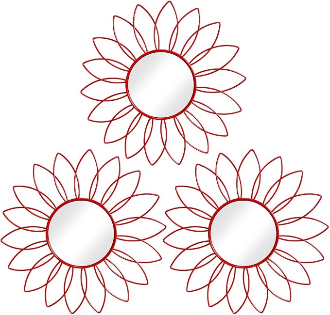 3 Pack Metal Mirrors for Wall Sunburst Wall Mirrors Home Décor Decorative by Uaussi