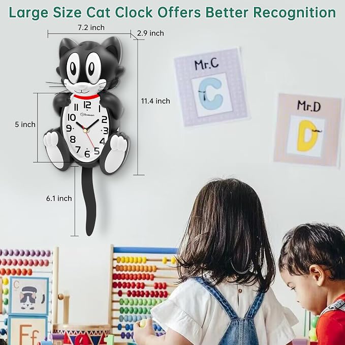 Soobest 18 Inch 3D Large Cat Wall Clock Battery Operated Silent Non Ticking - Image 2